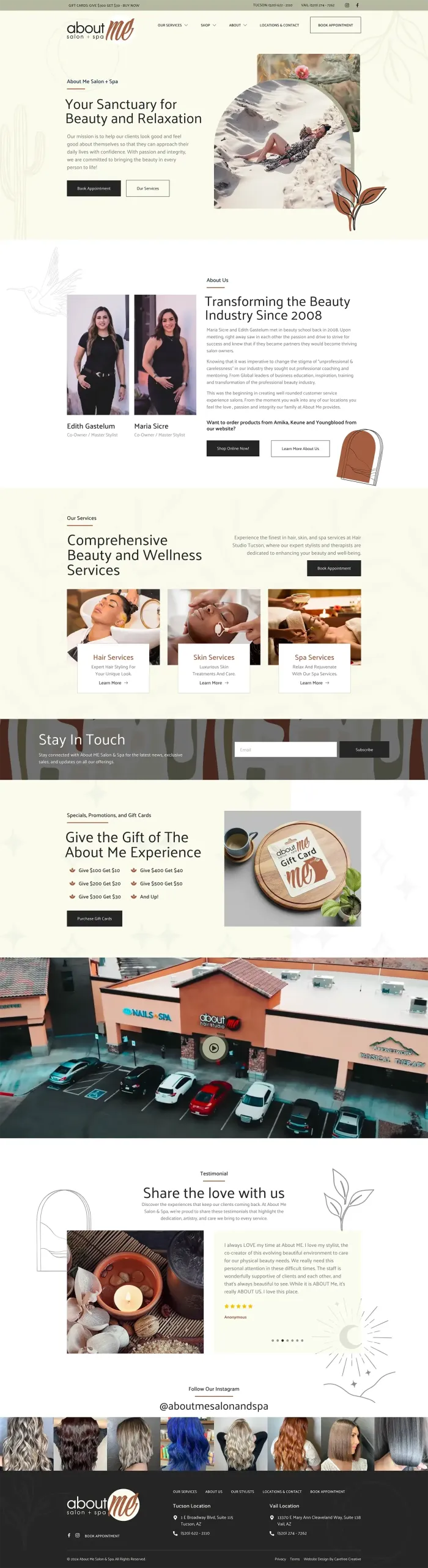 About Me Salon & Spa website