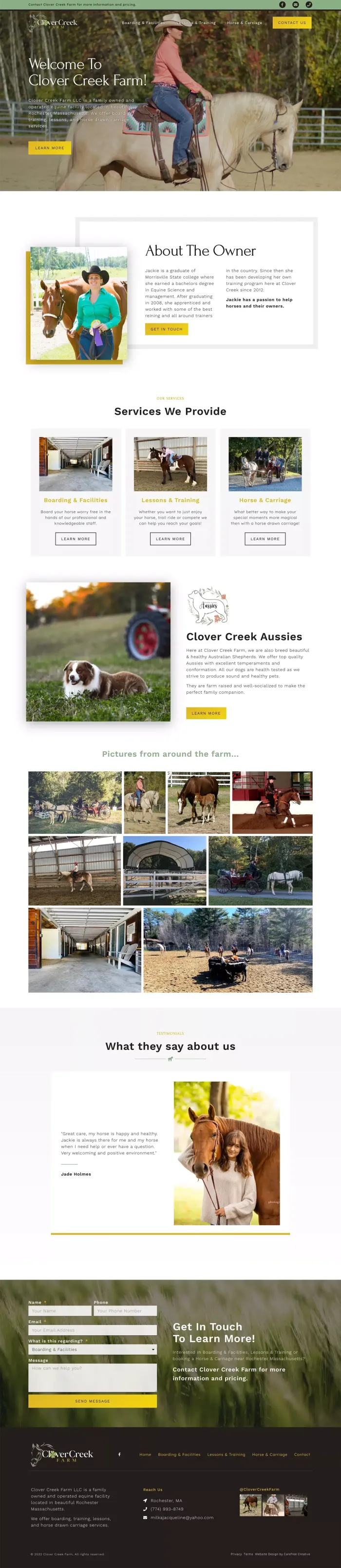 Clover Creek Farm website