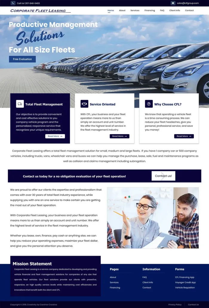 Corporate Fleet Leasing website