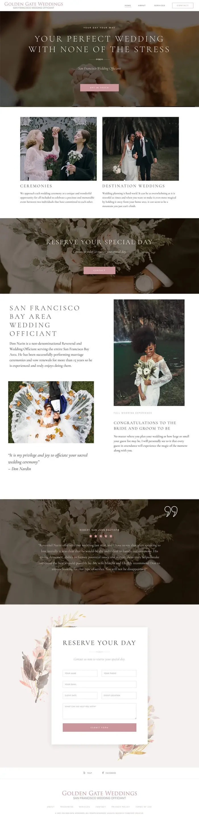 Golden Gate Weddings website