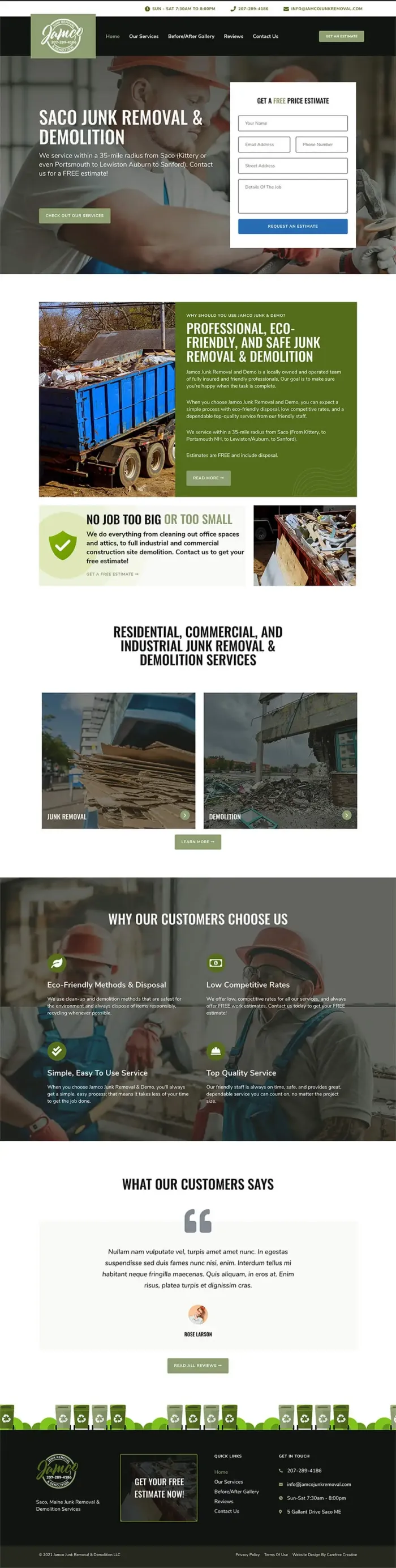 Jamco Junk Removal website