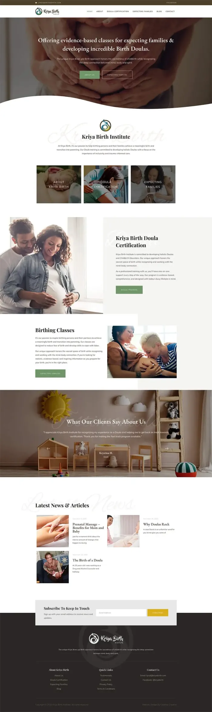 Kriya Birth Institute website