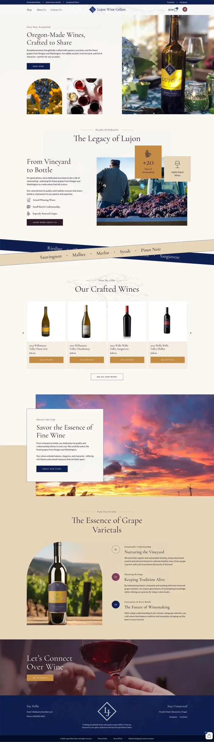 Lujon Wine Cellars website