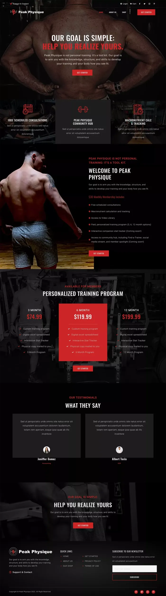 Peak Physique website