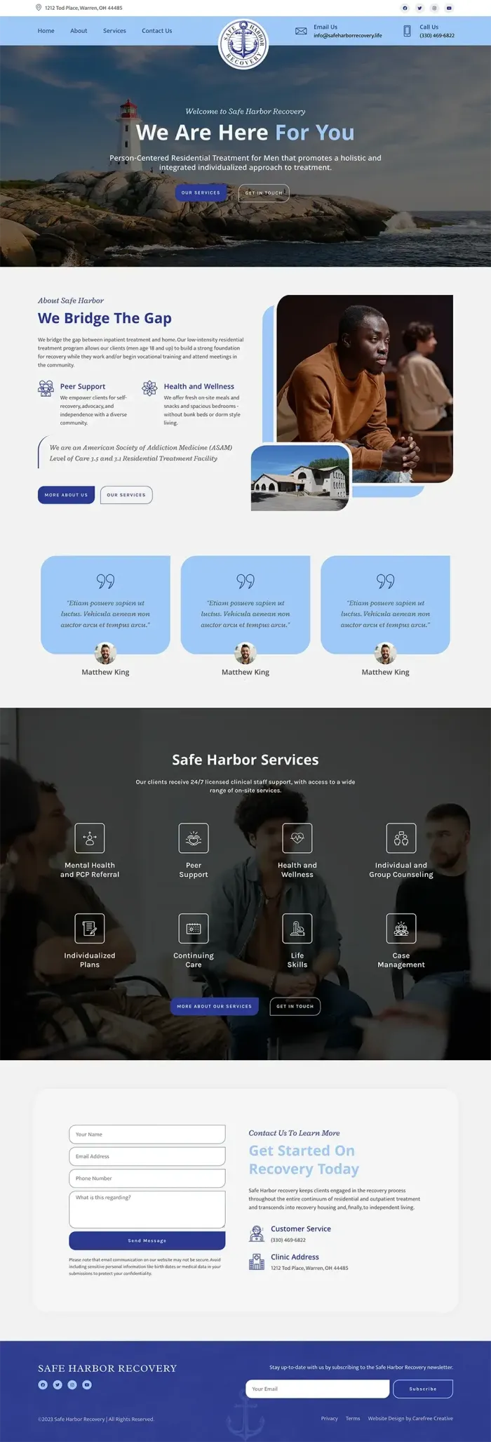 Safe Harbor Recovery website