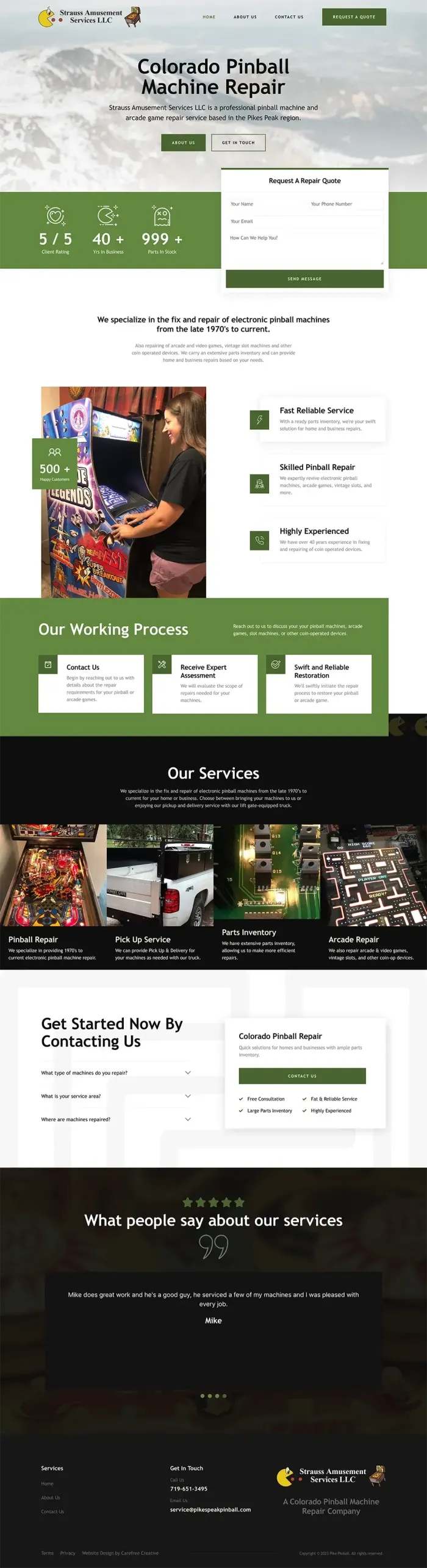 Strauss Amusement Services website